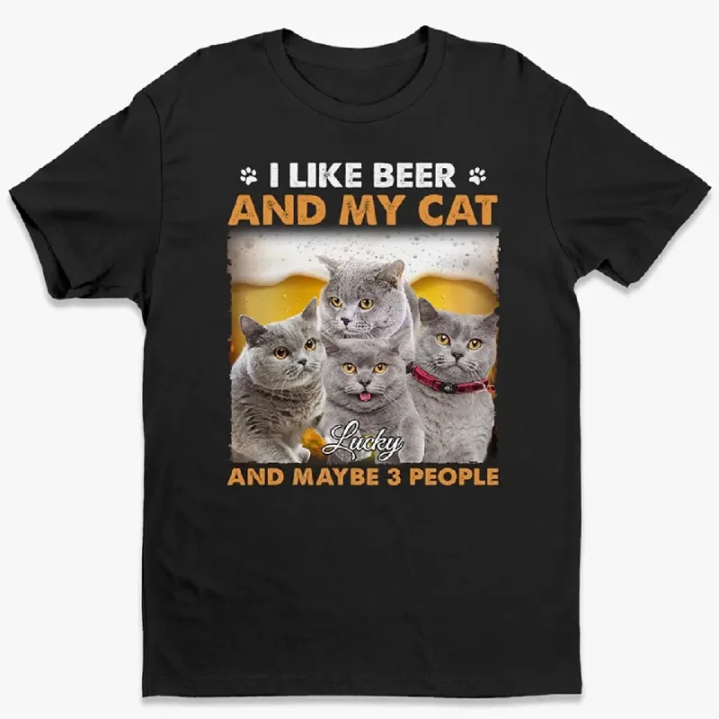 Custom Photo I Like Beer And My Cats - Dog & Cat Personalized Custom Unisex T-shirt, Hoodie, Sweatshirt - Gift For Pet Owners, Pet Lovers