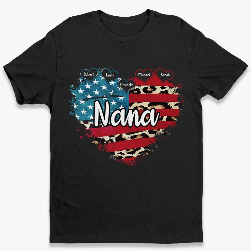 Grandma And Her Kids - Family Personalized Custom Unisex Patriotic T-shirt, Hoodie, Sweatshirt - Independence Day, 4th Of July, Birthday Gift For Grandma