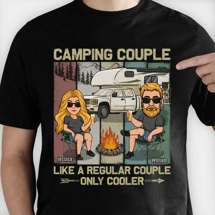 Like A Regular Couple But Cooler - Personalized Unisex T-Shirt, Hoodie, Sweatshirt - Gift For Couple, Husband Wife, Anniversary, Engagement, Wedding, Marriage, Camping Gift