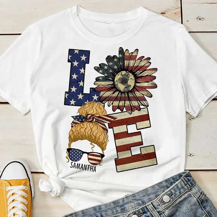 Love America - Gift For 4th Of July - Personalized Unisex T-Shirt