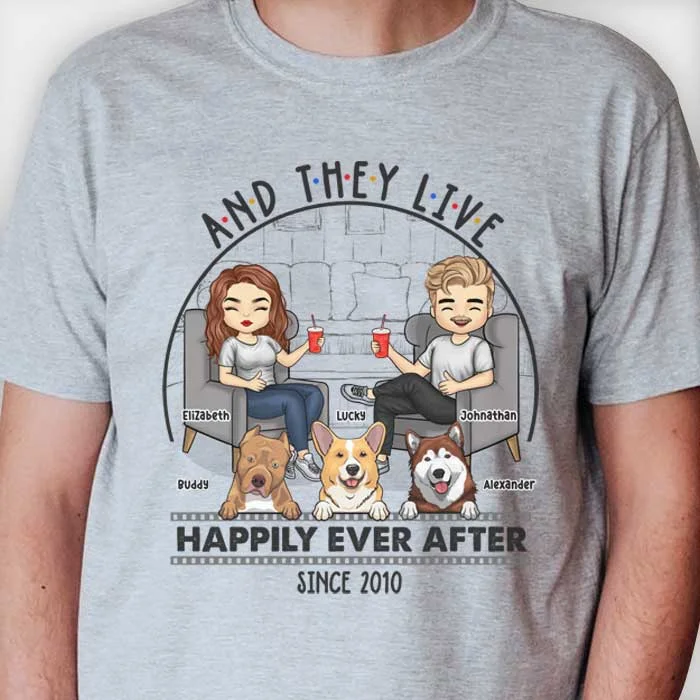 They Lived Happily Ever After - Personalized Unisex T-shirt, Hoodie, Sweatshirt - Gift For Couple, Husband Wife, Anniversary, Engagement, Wedding, Marriage Gift