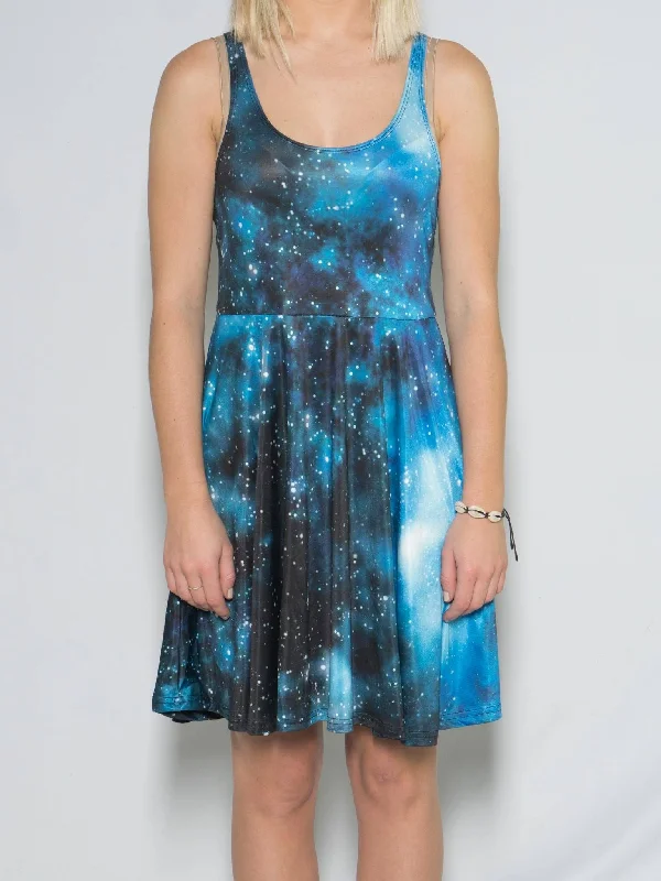 Blue Galaxy Flowy Racerback Dress