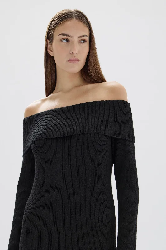 Cari Off-Shoulder Merino Wool Dress