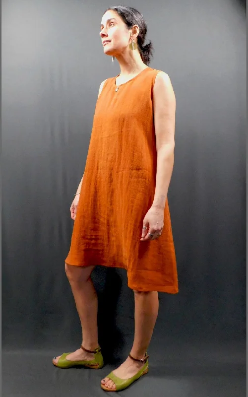 Linen Sleeveles Dress w/pockets