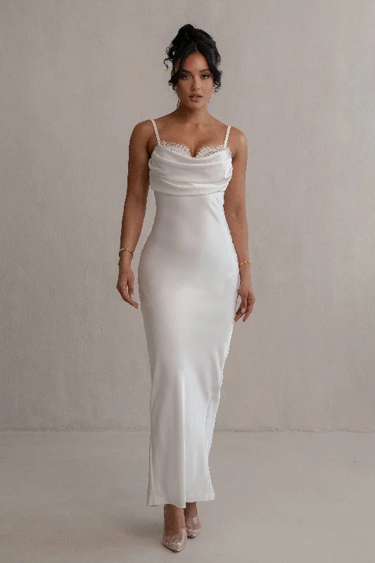 Ivory Unveiled Satin Maxi Dress