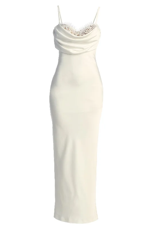 Ivory Unveiled Satin Maxi Dress