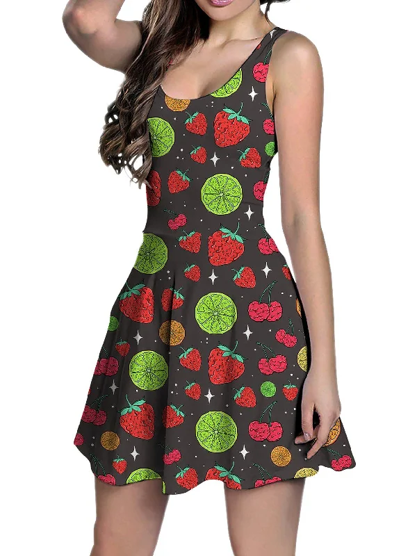 Neon Fruity Drip (Ash Grey) Racerback Tank Dress