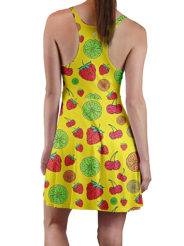 Neon Fruity Drip (Yellow) Racerback Tank Dress