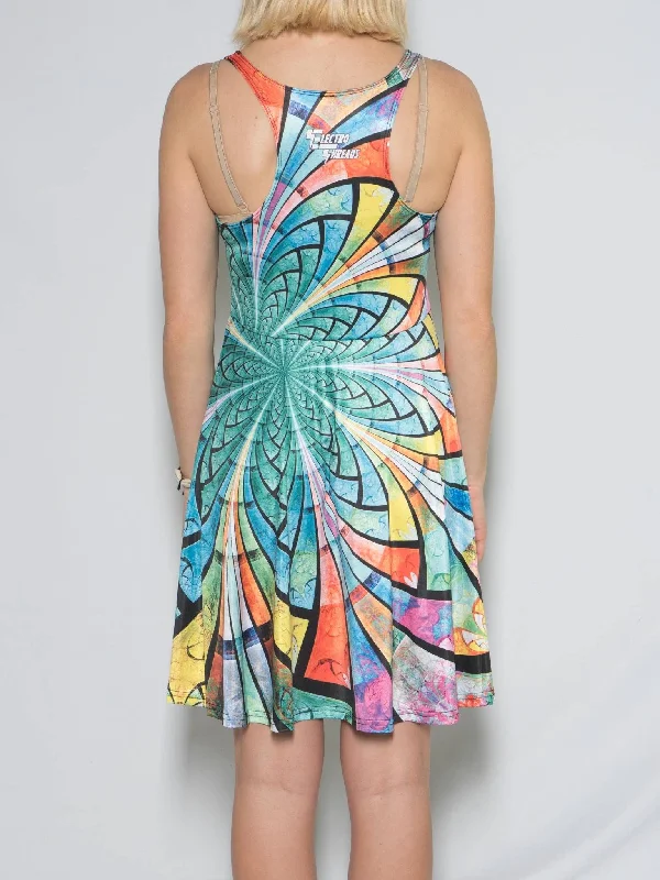 Optical Stained Glass Flowy Racerback Dress