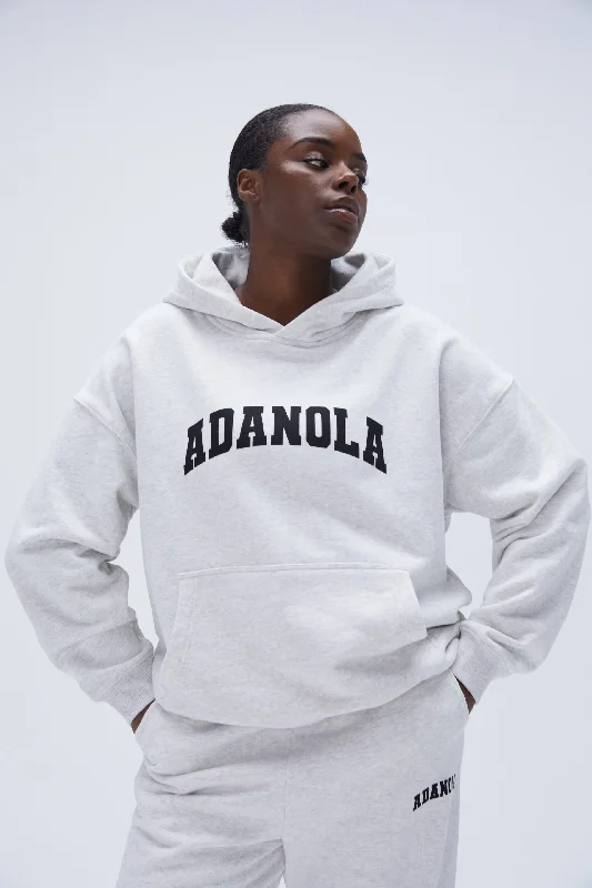 Varsity Oversized Hoodie - Light Grey Melange/Black