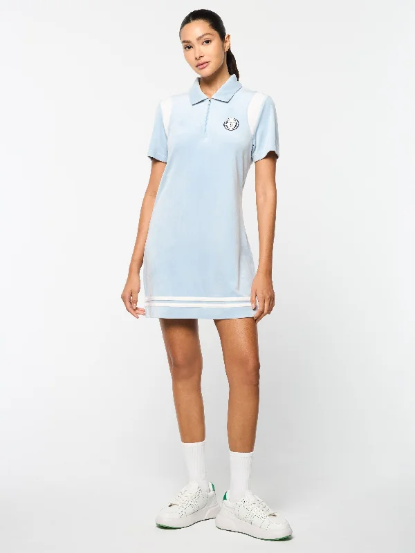 Veneto Velour Polo Mini Dress- Celestial Blue