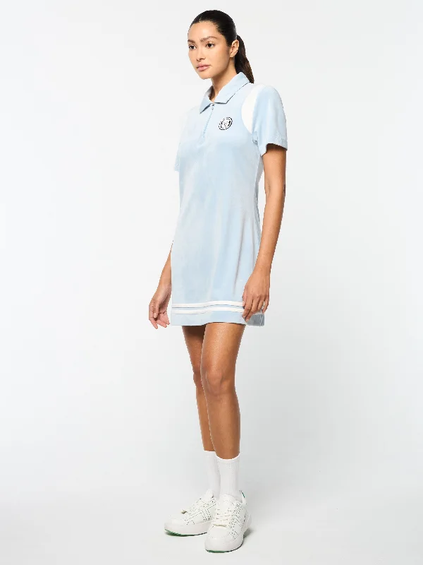 Veneto Velour Polo Mini Dress- Celestial Blue