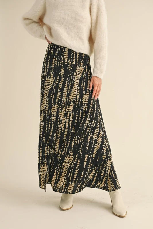 Waitlist 8/31 ♥ Audrina Abstract Print Maxi Skirt Black