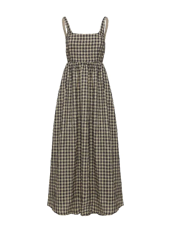 Cartmel Check Maxi Dress Black / Cream Petite