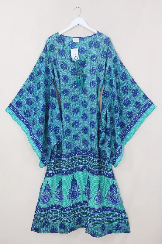 Cassandra Maxi Kaftan - Lapis & Lagoon - Vintage Sari - Size M/L