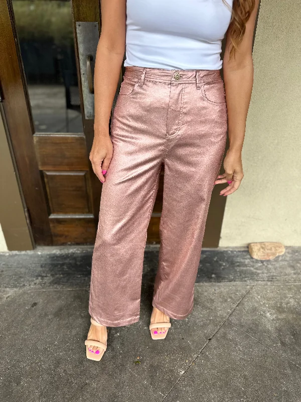 Commerce Metallic Pants- Rose