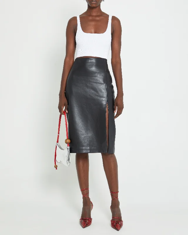 Corey Vegan Leather Midi Skirt