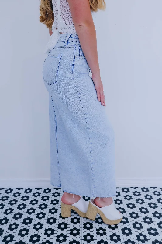 Covina Crossover Denim Maxi Skirt