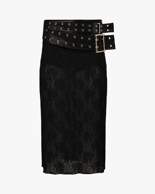 Double Belt Midi Skirt