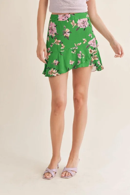 Greener Side Ruffled Mini Skirt