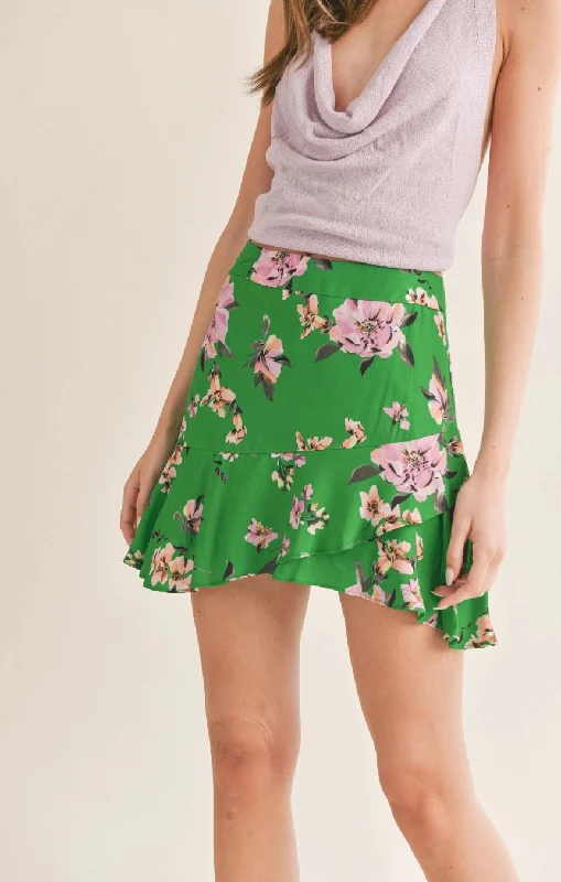 Greener Side Ruffled Mini Skirt