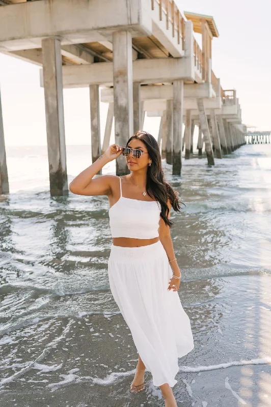 Hali White Smocked Tank Top & Midi Skirt - FINAL SALE