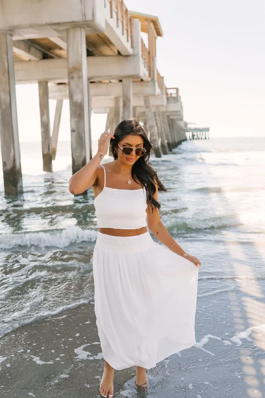 Hali White Smocked Tank Top & Midi Skirt - FINAL SALE