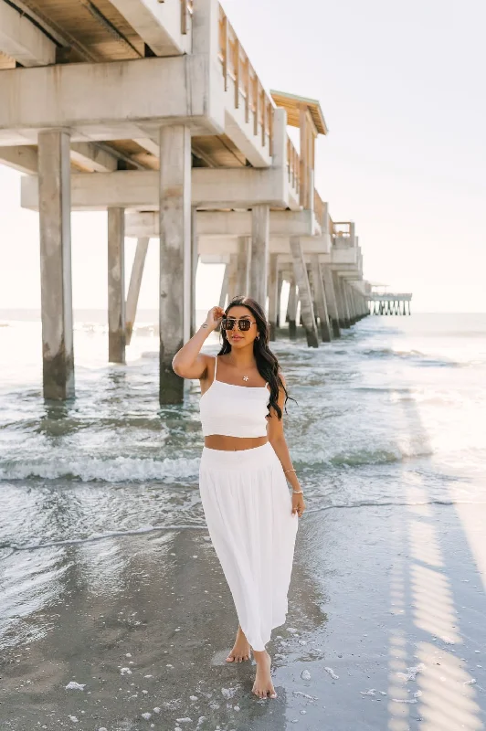 Hali White Smocked Tank Top & Midi Skirt - FINAL SALE