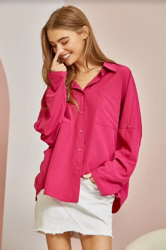 Hard Working Lady Top- Magenta