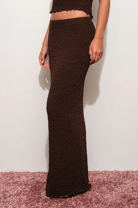 Waitlist 10/2 ♥ Jasmine Textured Maxi Skirt Brown