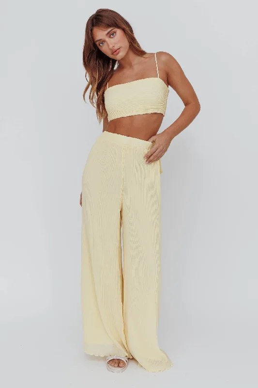 Light Energy Accordion Pleat Pants Lemon