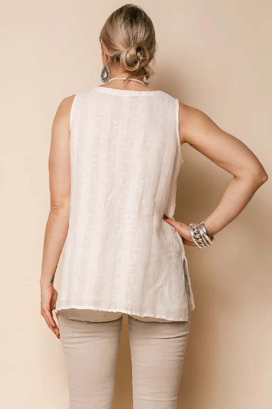 Lola Linen Top in Cream