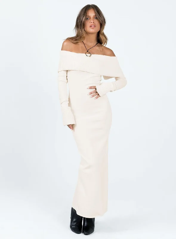 Louden Off The Shoulder Maxi Dress Cream