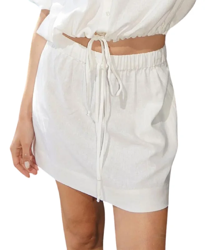 Mia Linen Mini Skirt- White