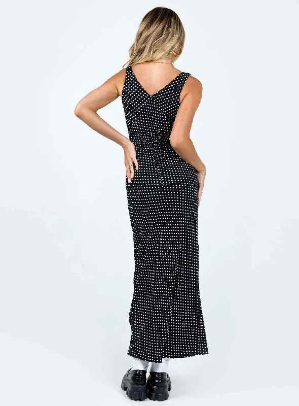 Nellie Maxi Dress Black Polka Dot