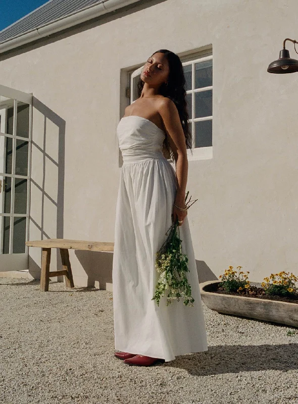 Nicia Strapless Maxi Dress White