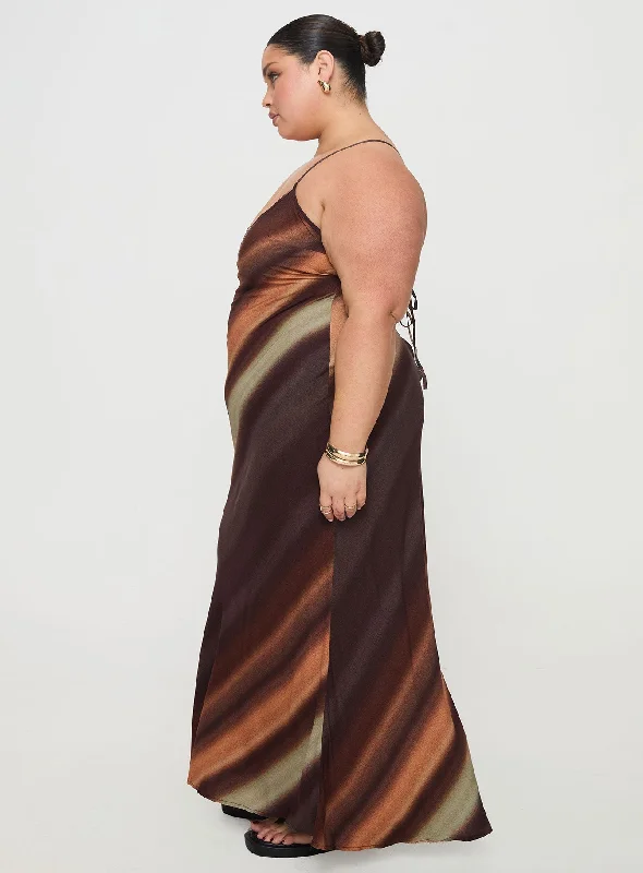 Otillie Maxi Dress Brown Multi Curve