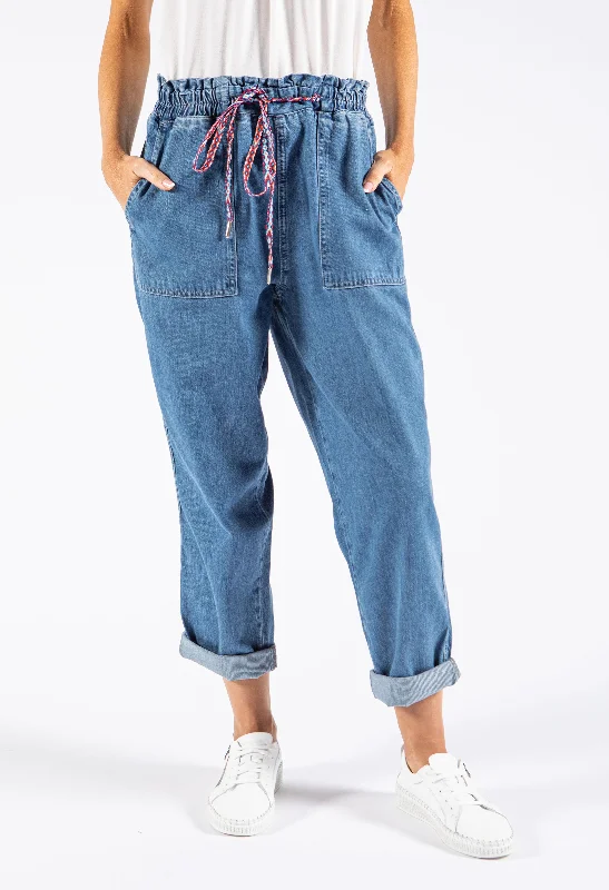 Paper Bag Style Denim Trousers