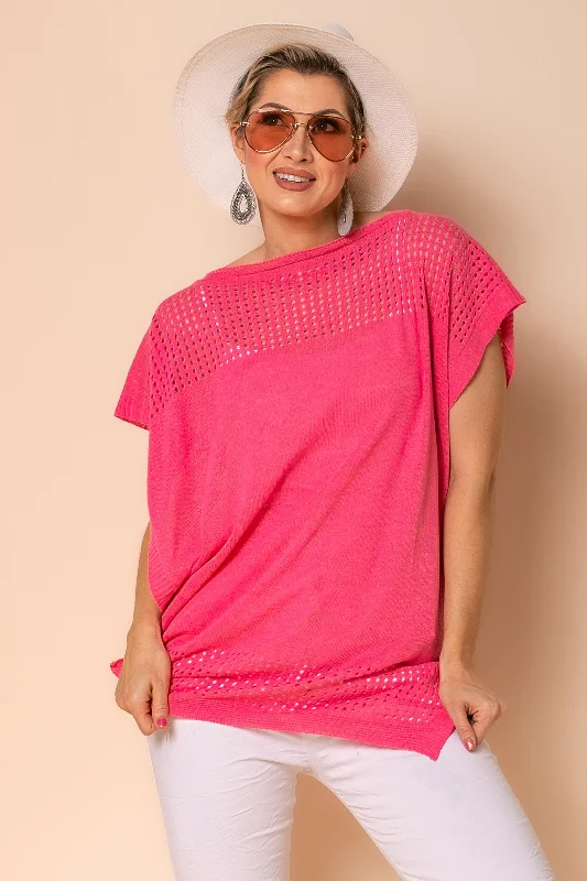 Pele Cotton Blend Poncho in Raspberry Sorbet