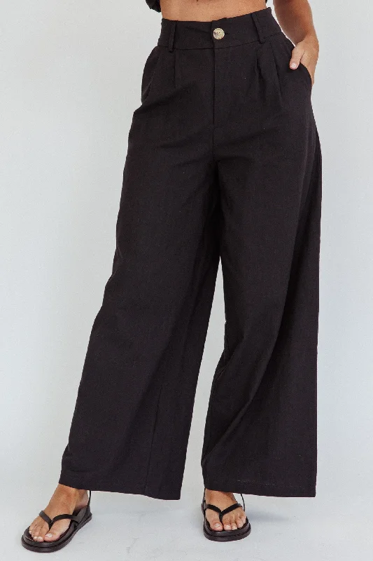 Philomena Wide-Leg Pants Black