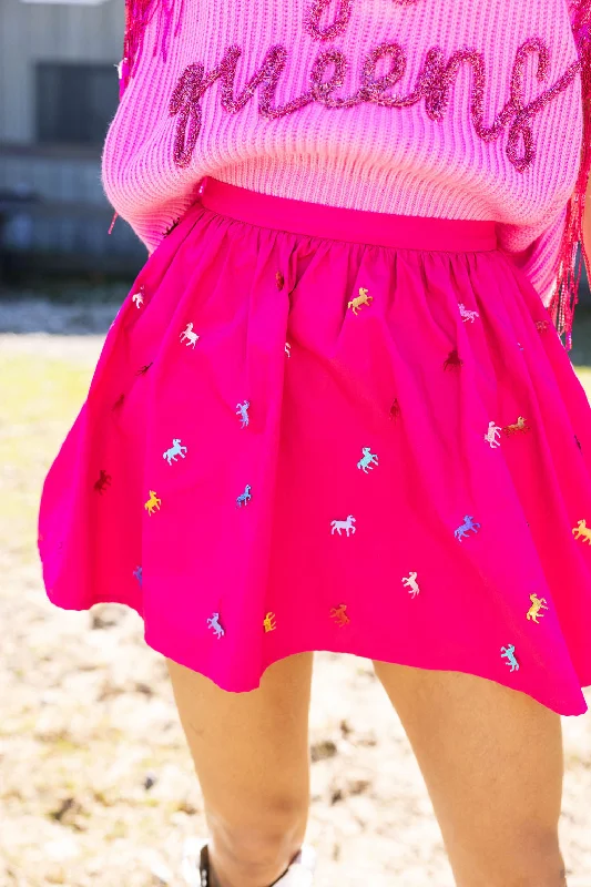 Pink Horse Paillette Skort