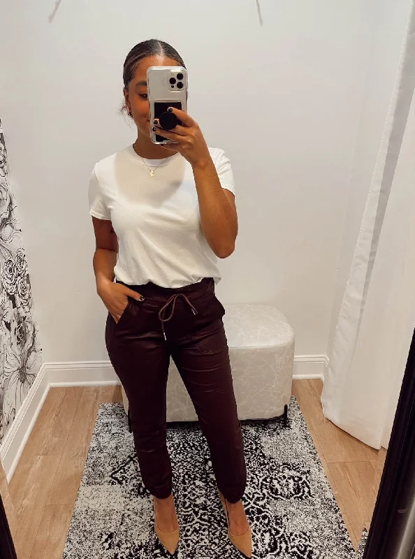 Bevy Flog Tali Burgundy Vegan Leather Pant