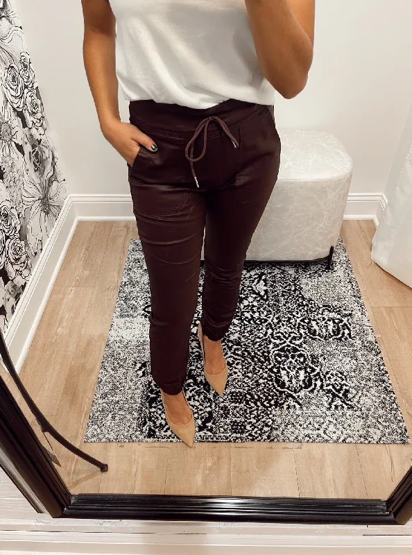 Bevy Flog Tali Burgundy Vegan Leather Pant