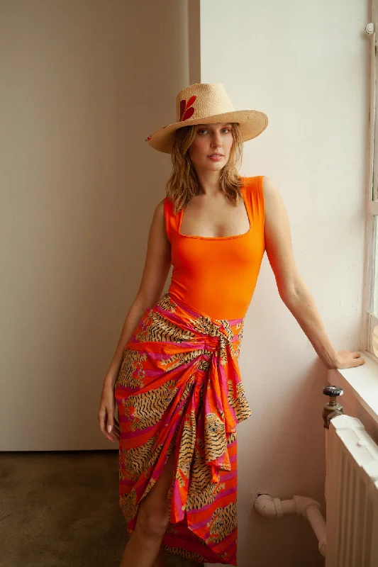 Tibet Pareo Skirt - Orange/Pink