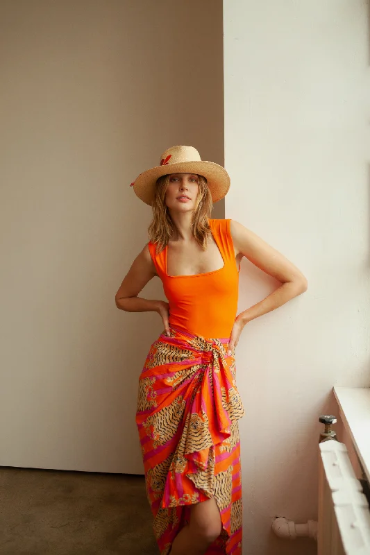 Tibet Pareo Skirt - Orange/Pink