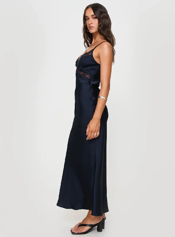 Treasure Bias Cut Maxi Dress Navy Petite