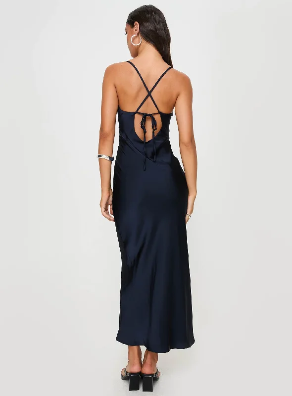 Treasure Bias Cut Maxi Dress Navy Petite