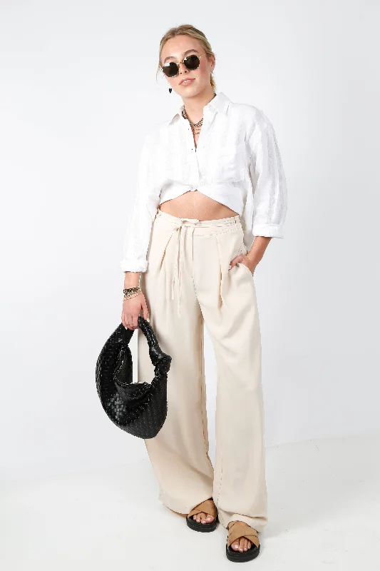 Wrap This Up Wide Leg Pant - Natural