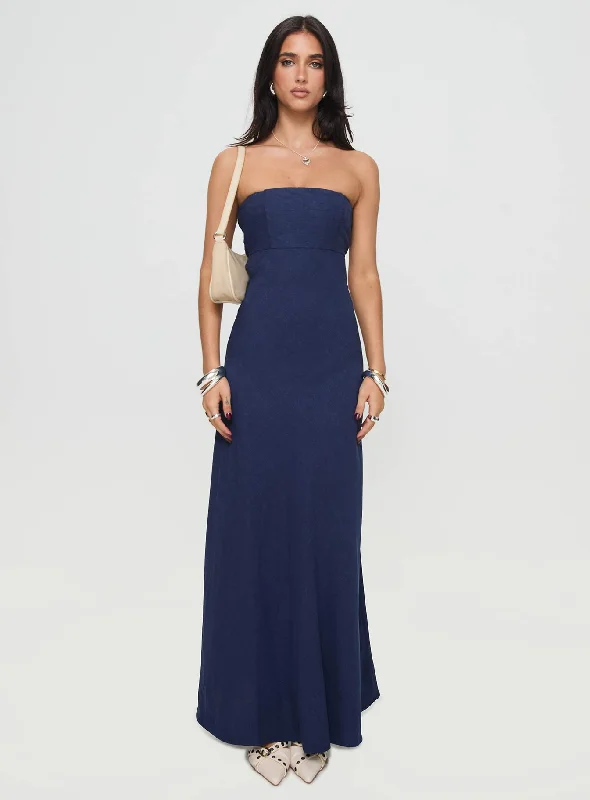 Yahir Strapless Maxi Dress Navy Petite