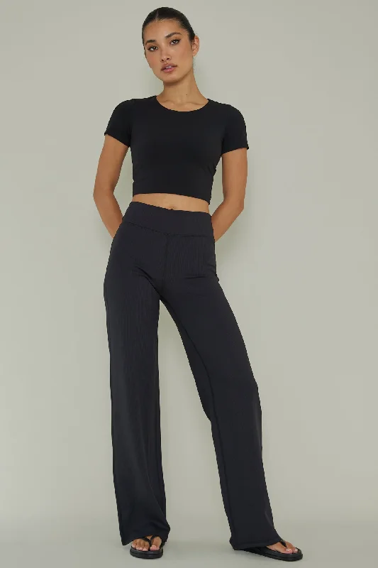 Your Power Ribbed Wide Leg Pants Black